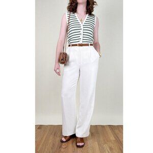 Vintage Italian Knit Sweater Vest Striped Nautical Euro Girl Top Old Money Shirt